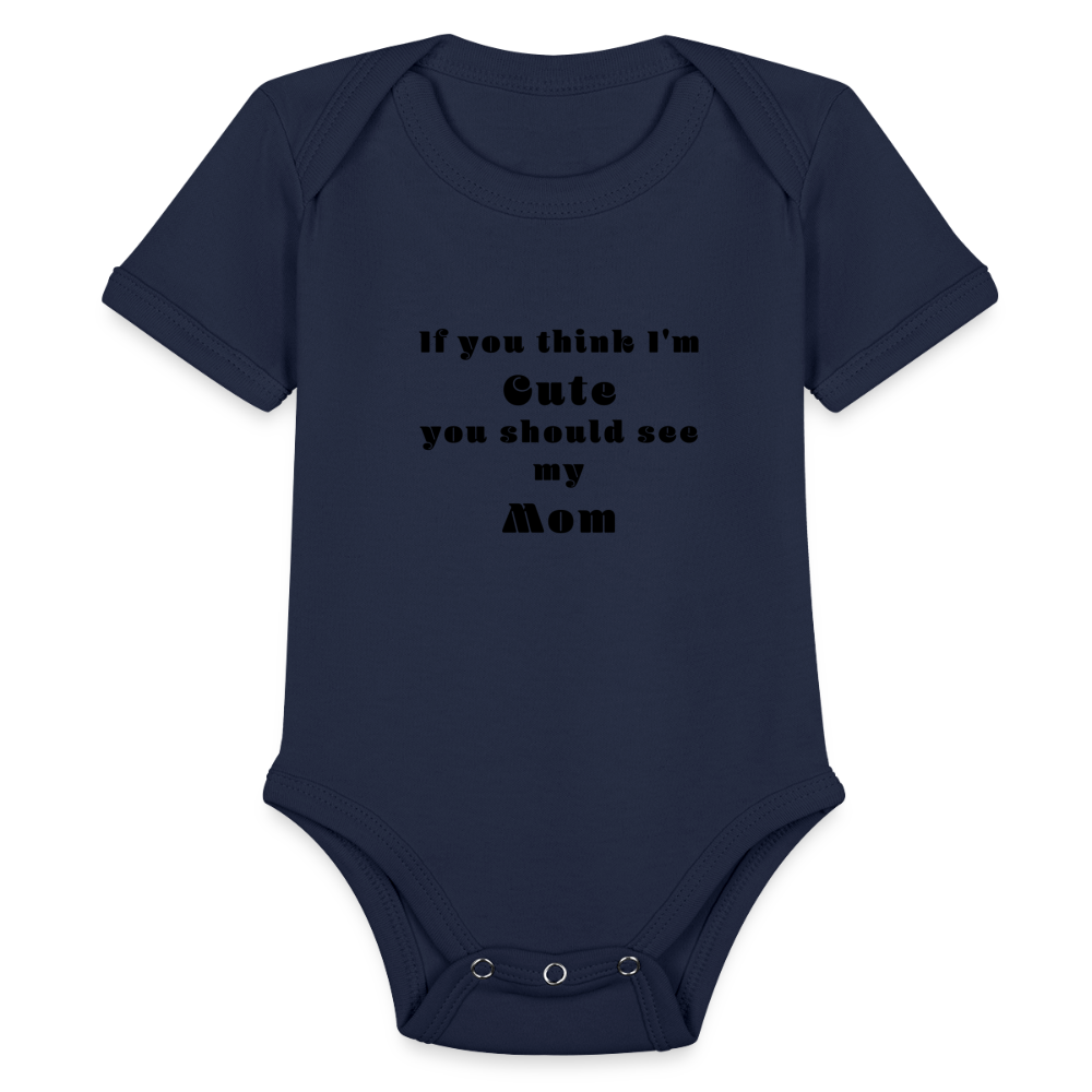 Organic Short Sleeve Baby Bodysuit - dark navy