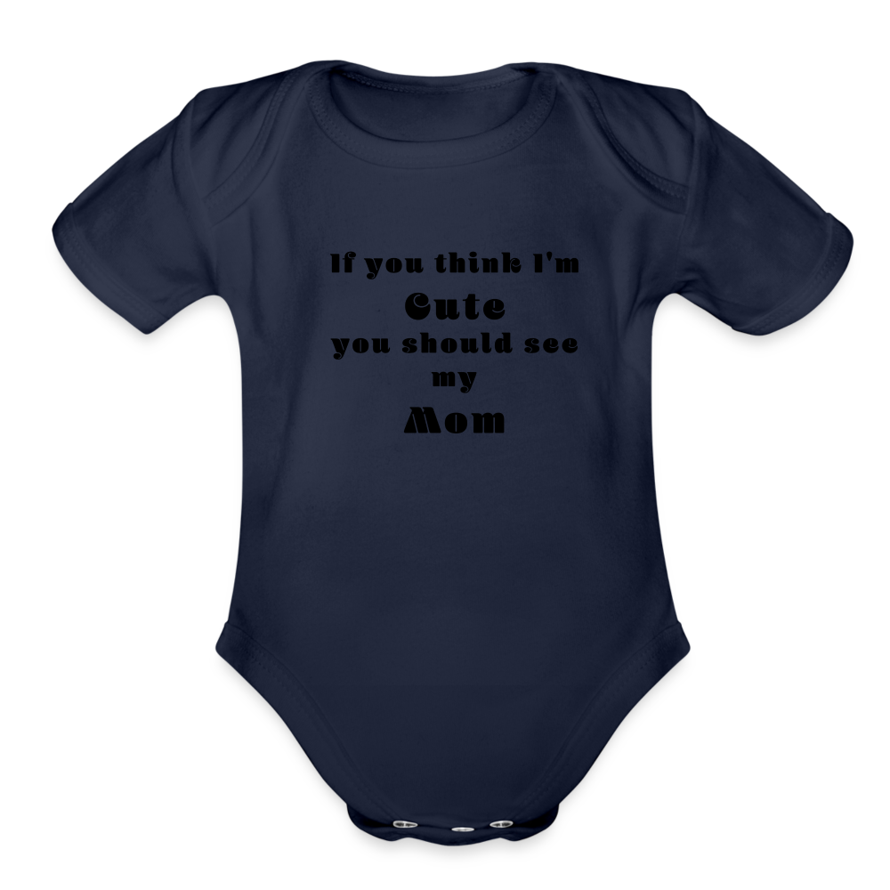 Organic Short Sleeve Baby Bodysuit - dark navy