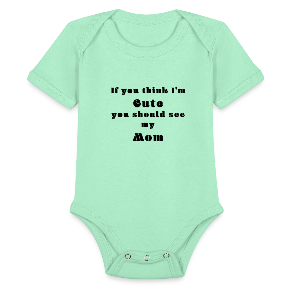 Organic Short Sleeve Baby Bodysuit - light mint